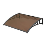1-2.7m Curved Outdoor Door Window Awning Canopy - Transparent Brown PET Plastic Elegant Sun Rain Cover | Small | Brown