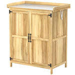 Wooden Garden Storage Shed W/hinged Roof And Shelf | Natural