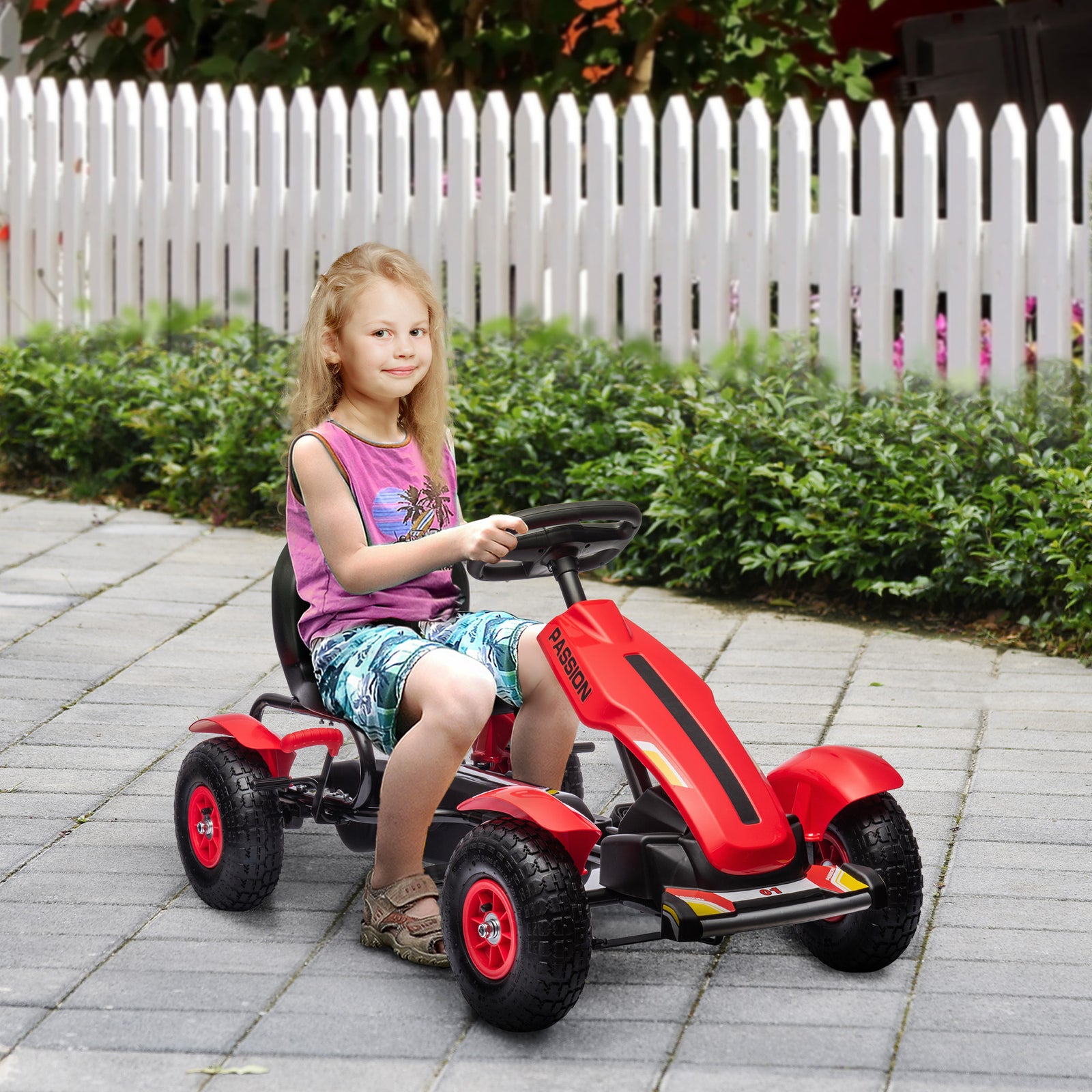 Pedal Go Kart W/inflatable Tyres, Handbrake | Red