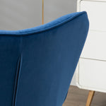 Button Tufted Armchair With Footstool Gold Tone Steel Legs | One Size | Blue