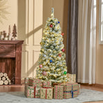 4/5/6ft Prelit Snow Flocked Christmas Tree With Light | 5ft | Green