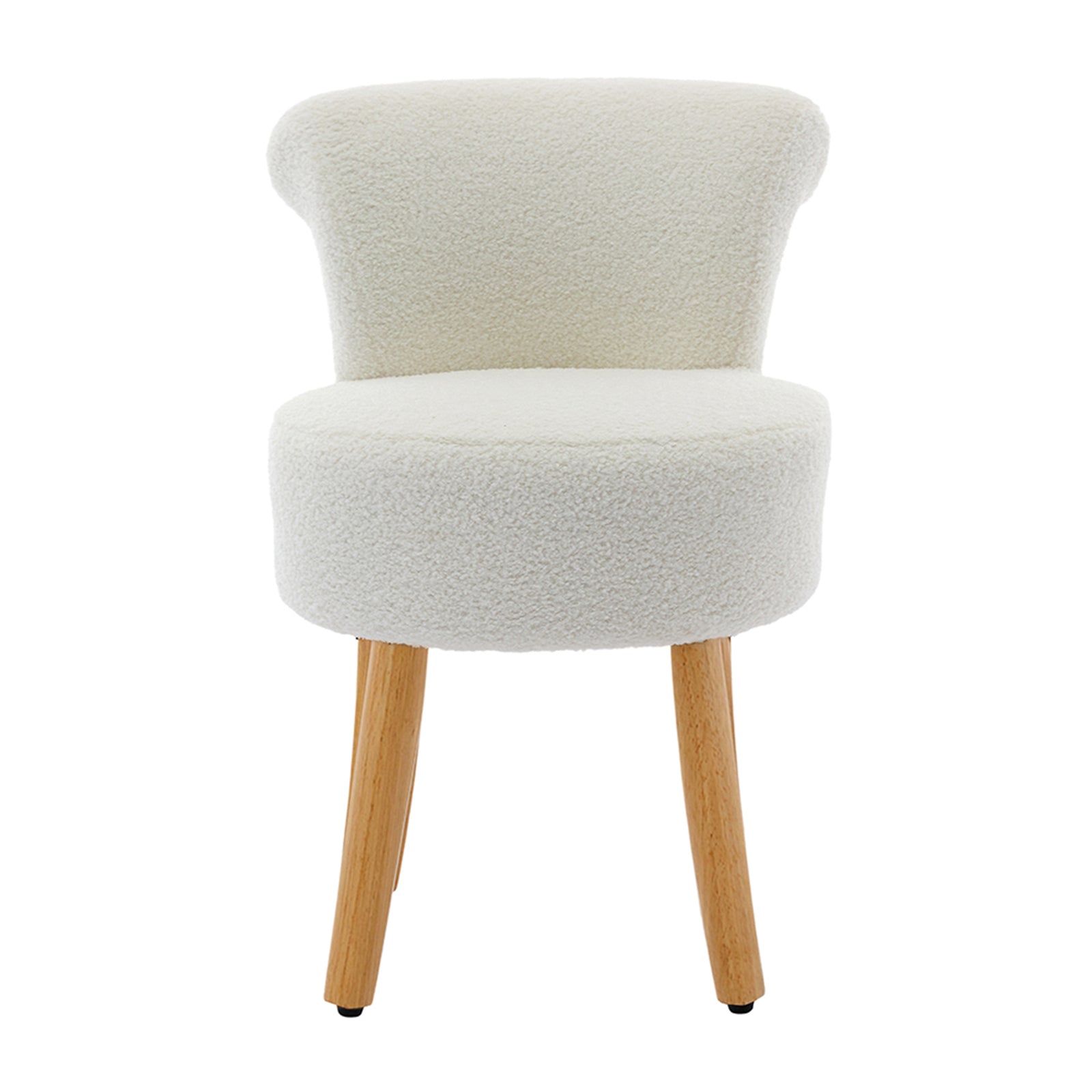 Breeins Modern Teddy Fleece Vanity Stool With Rubberwood Legs