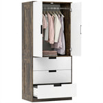 HOMCOM Modern Clothes Storage Cupboard Unit With Hanging Rod