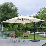 Large Square Patio Parasol With Durable Polyester Canopy, Pa Waterproof Coating, Adjustable Height, 360° Foot Pedal Rotation With Cross Base & Round Base | One Size | Beige