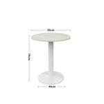 60cm Dia X 72cm H Round Cafe Table With Metal Base | 60cm x 60cm | White