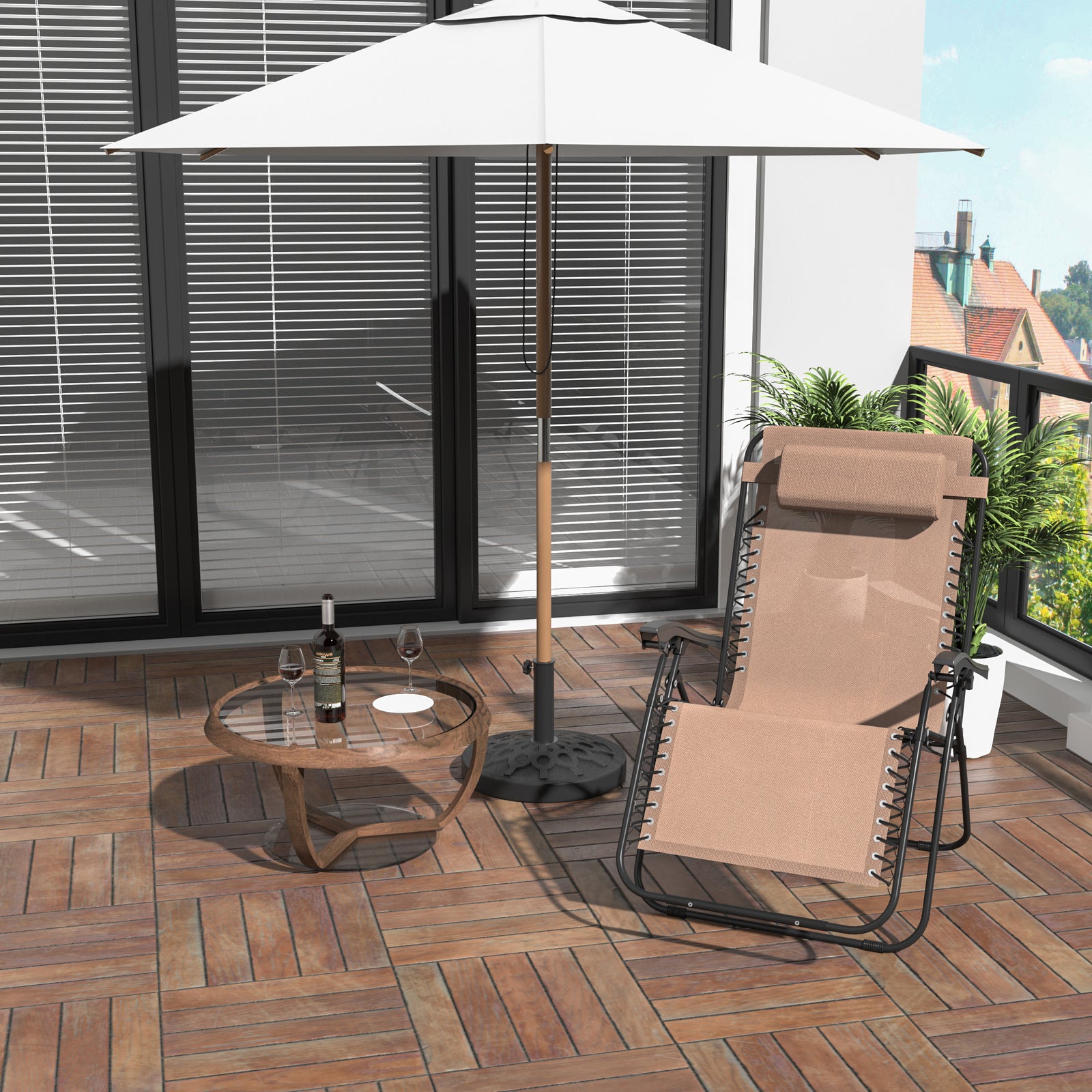 Metal Frame Zero Gravity Lounger W/ Head Pillow For Patio | Beige