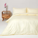 Egyptian Cotton Stripe Duvet Cover With Pillowcase, 330 Tc | Super King | Pastel Yellow