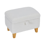 White Teddy Fleece Upholstered Storage Ottoman | Small | White