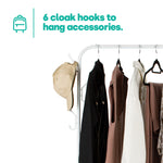 Livivo Clothes Rail Shoe Rack With 6 Hooks White Bedroom Storage Stand