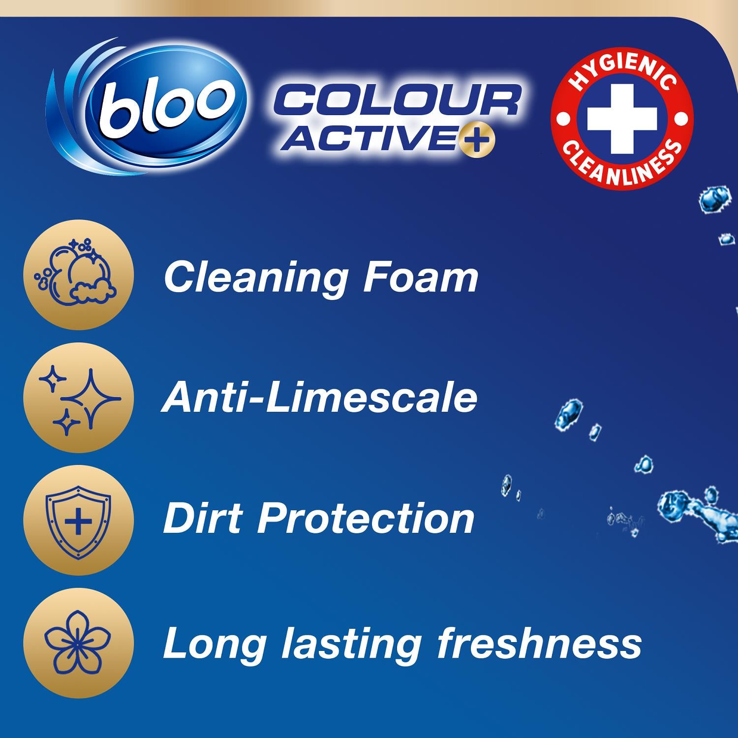 Colour Active Anti-limescale Odour Stop Bleach Toilet Rim Block 50g, 3pk