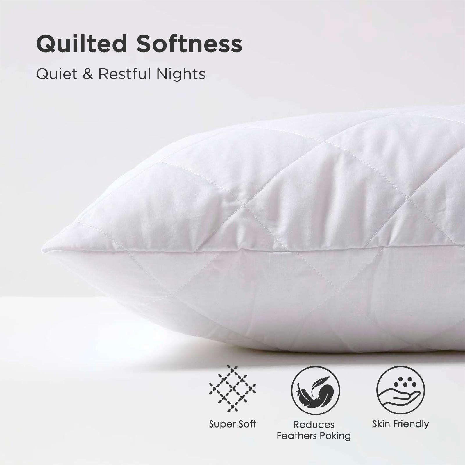 Cotton Rich Quilted Pillow Protectors | King | White