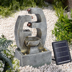 Solar Garden Water Fountain With Led Lights Tiered Modern Outdoor Feature