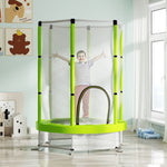4.6ft Kids Trampoline W/ Safety Enclosure Net, For Indoor Outdoor | Green