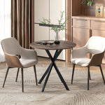 80cm Round Dining Table, Industrial Kitchen Table With Steel Legs | Brown