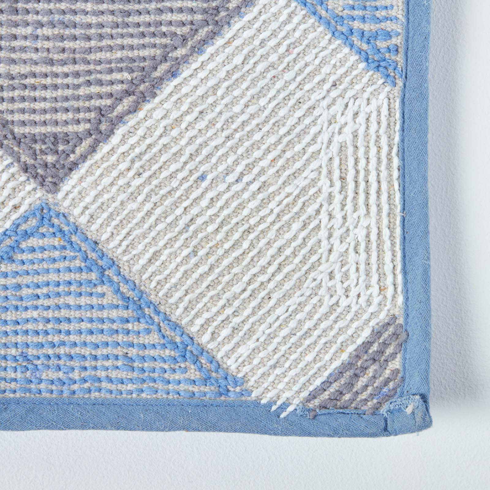 Harlequin Pattern Cotton Bath Mat | 50 x 80cm | Blue