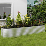 Raised Garden Bed Kit Oval-shaped Galvanized Steel Raised Garden Bed Raised Planter Box Outdoor | Large | Galvanized Silver
