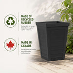 57cm Tall Plank Effect Black Rubber Planters - Indoor Outdoor Planter | Set-of-1