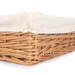 Wicker Cotton Lined Straight-sided Rectangular Tray | Large | Brown