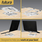 Laptop Stand Adjustable Portable Riser, Foldable Aluminium Holder For Macbook Airpro And 11 To 17 Inch Laptops | White