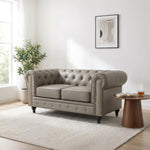 Chesterfield Scroll Arm Faux Leather Sofa 2 Seater | Grey