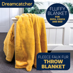 Blanket Throw Soft Faux Fur 160 X 130cm Fleece Overblanket Fluffy Blanket  For Sofa & Beds | L | Gold