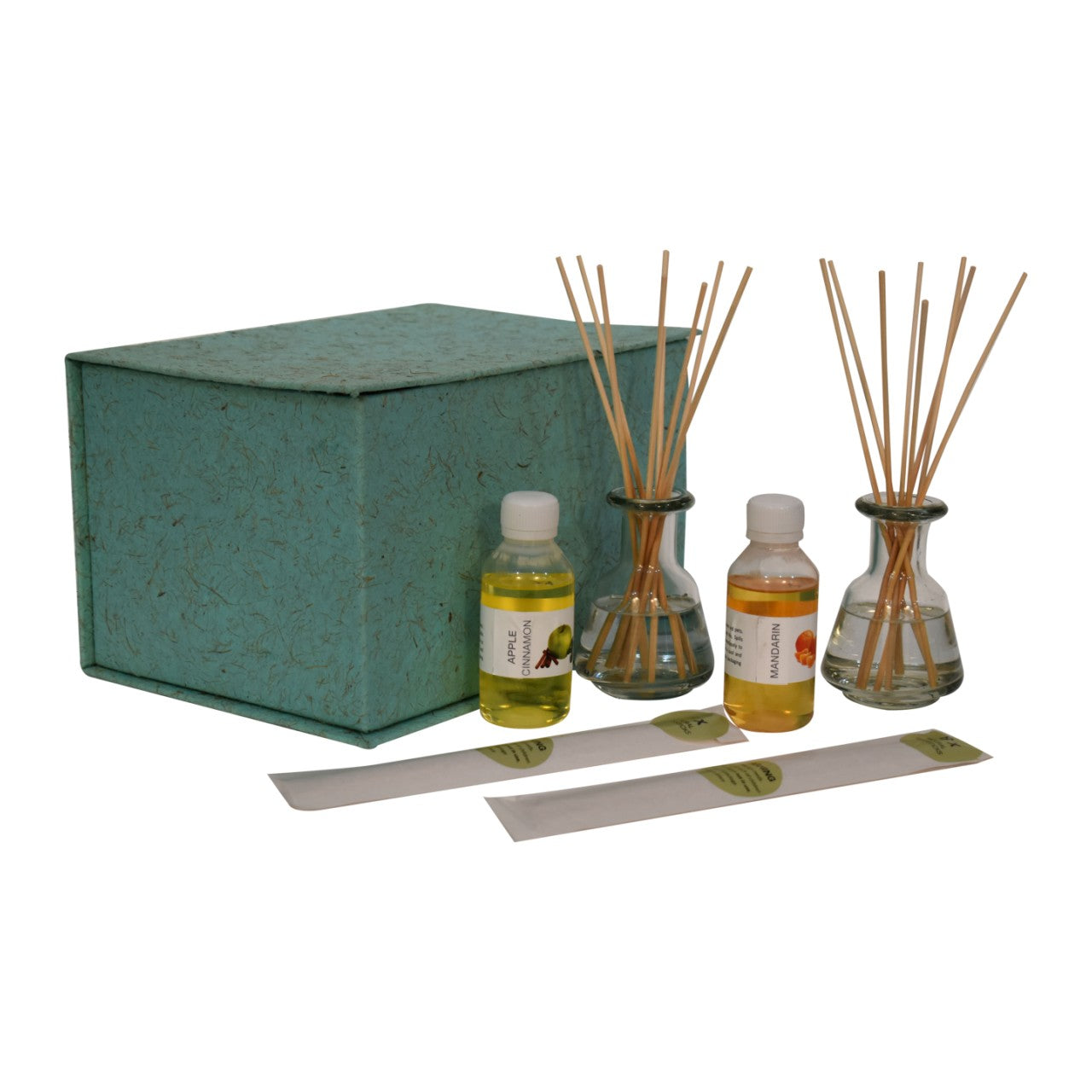 Adira Glass Bottle Diffuser Set (mandarin & Apple Cinnamon)
