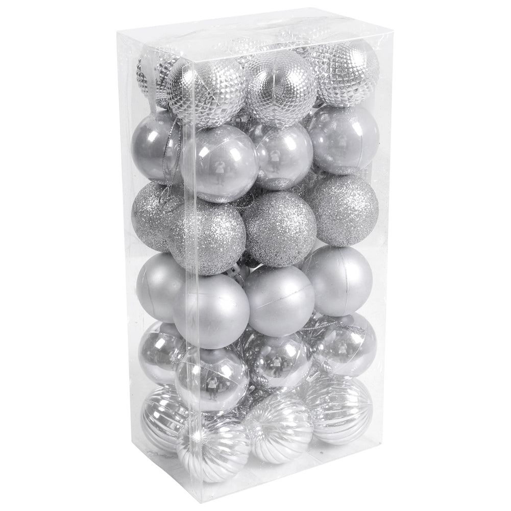 36 Pieces Xmas Ball Ornament Christmas Tree Deluxe Bauble Set | Silver