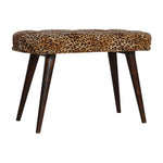 Solid Wood Leopard Print Deep Button Bench
