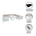 Modular Garden Furniture Set With Fire Pit | White