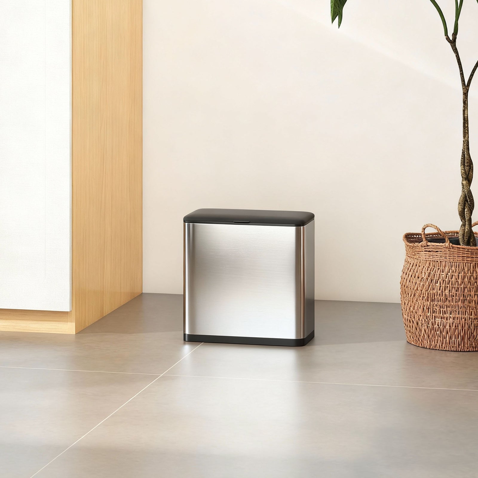 8l Hanging Kitchen Bin, Rubbish Bin W/ Stay-open Lid For Under Sink | Silver