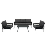 Aluminium 4 Piece Sofa Set With Rattan Storage Box | Anthracite