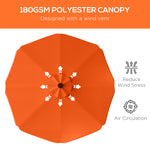 Solar Garden Parasol W/ Led, Tilt | Orange