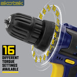 18v Cordless Drill Driver And Screwdriver Set & Drill Bit Kit Li-ion Battery Included, Lightweight Power Battery Drill | 13 Piece Kit – 1x Battery + Charger + Carry Case | Blue