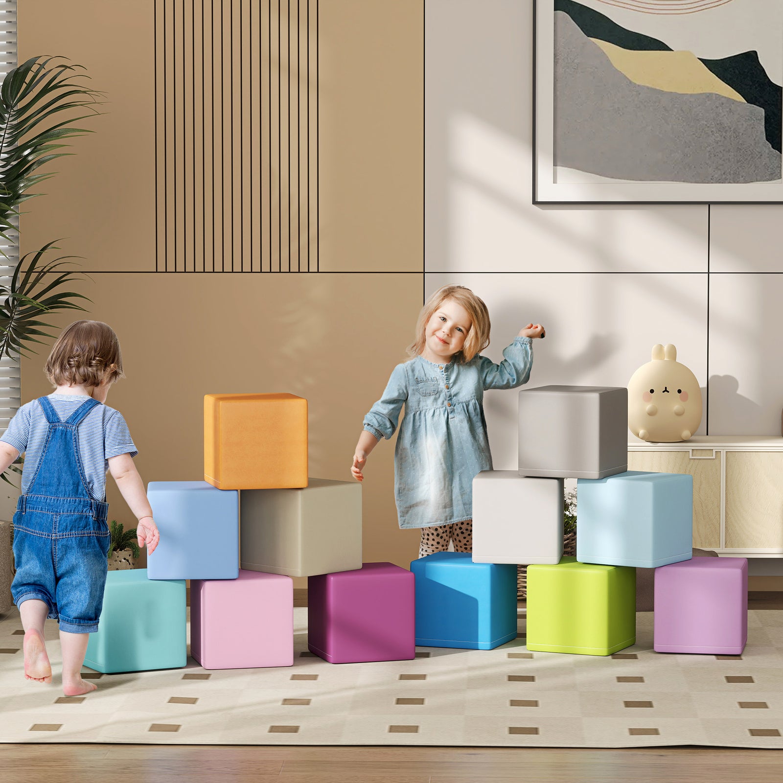 12 Piece Soft Play Blocks Soft Foam Toy Building Stacking Block For Kids | Blue