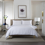 Ridgeway 240 Thread Count 100% Cotton White Duvet Cover Set,  Sateen Stripe With Piped Detailing | Double | White