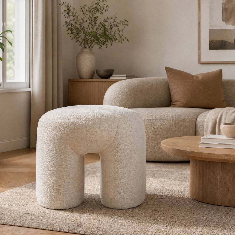 Breeins Modern Teddy Fleece Footstool