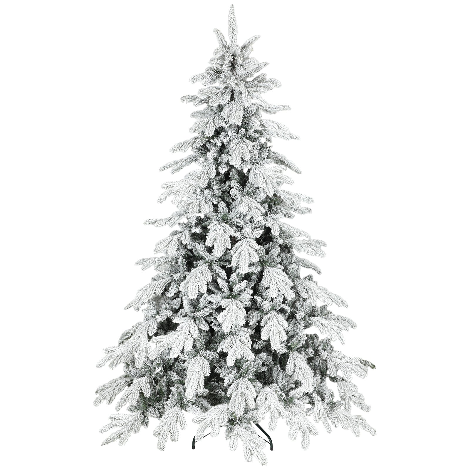 Christmas Tree With Flocked Realistic Tips, Hinged Xmas Tree | 7ft | Green