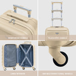 55x35x25cm Lightweight Suitcase - Cabin Carry On - Hard Shell - 4 Wheels Overhead Luggage | Cabin | Champagne