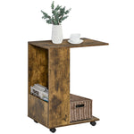 Mobile Sofa Side Table For Laptop Coffee W/ Storage | Brown