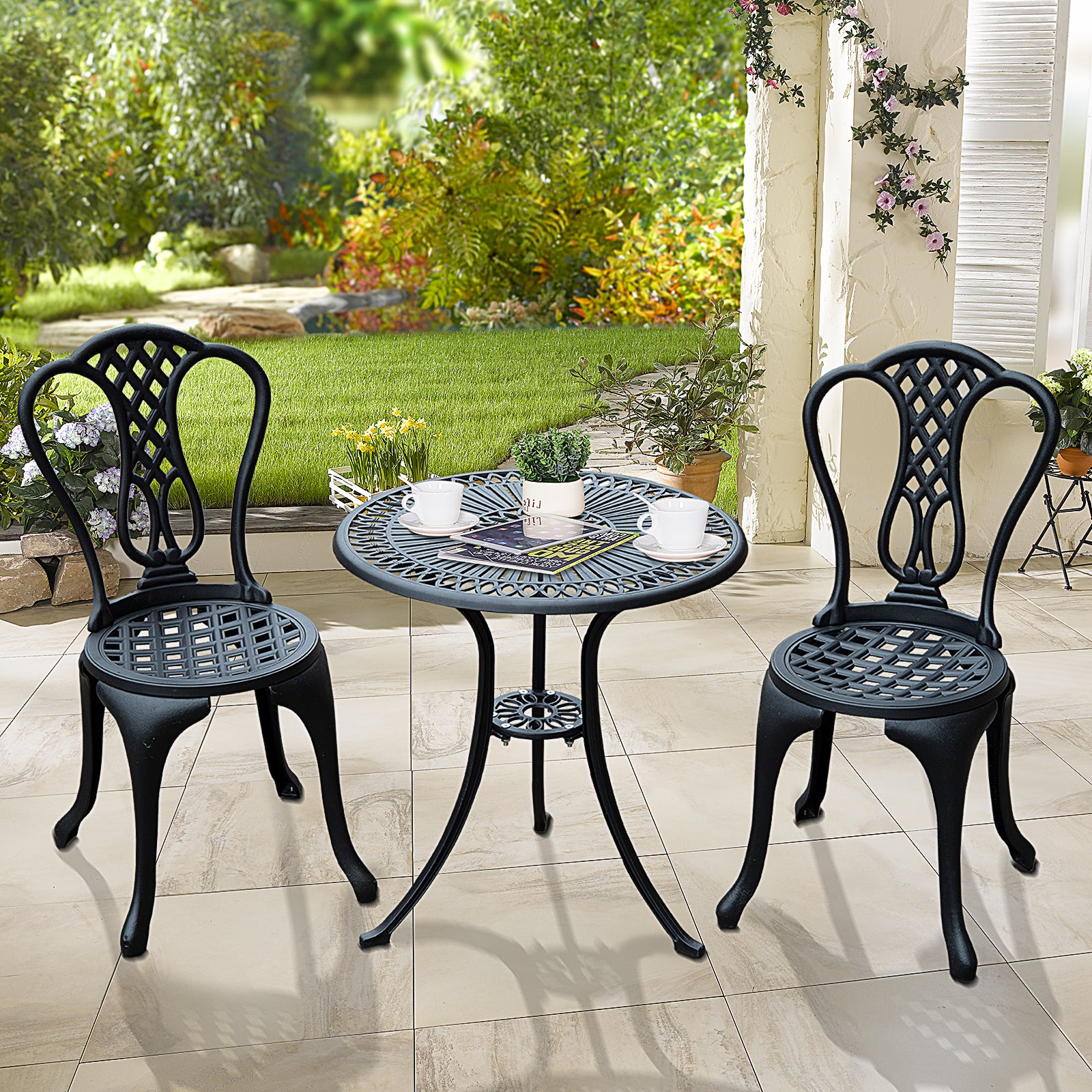 Garden Bistro Set Outdoor Table Chairs Patio Lawn Furniture
