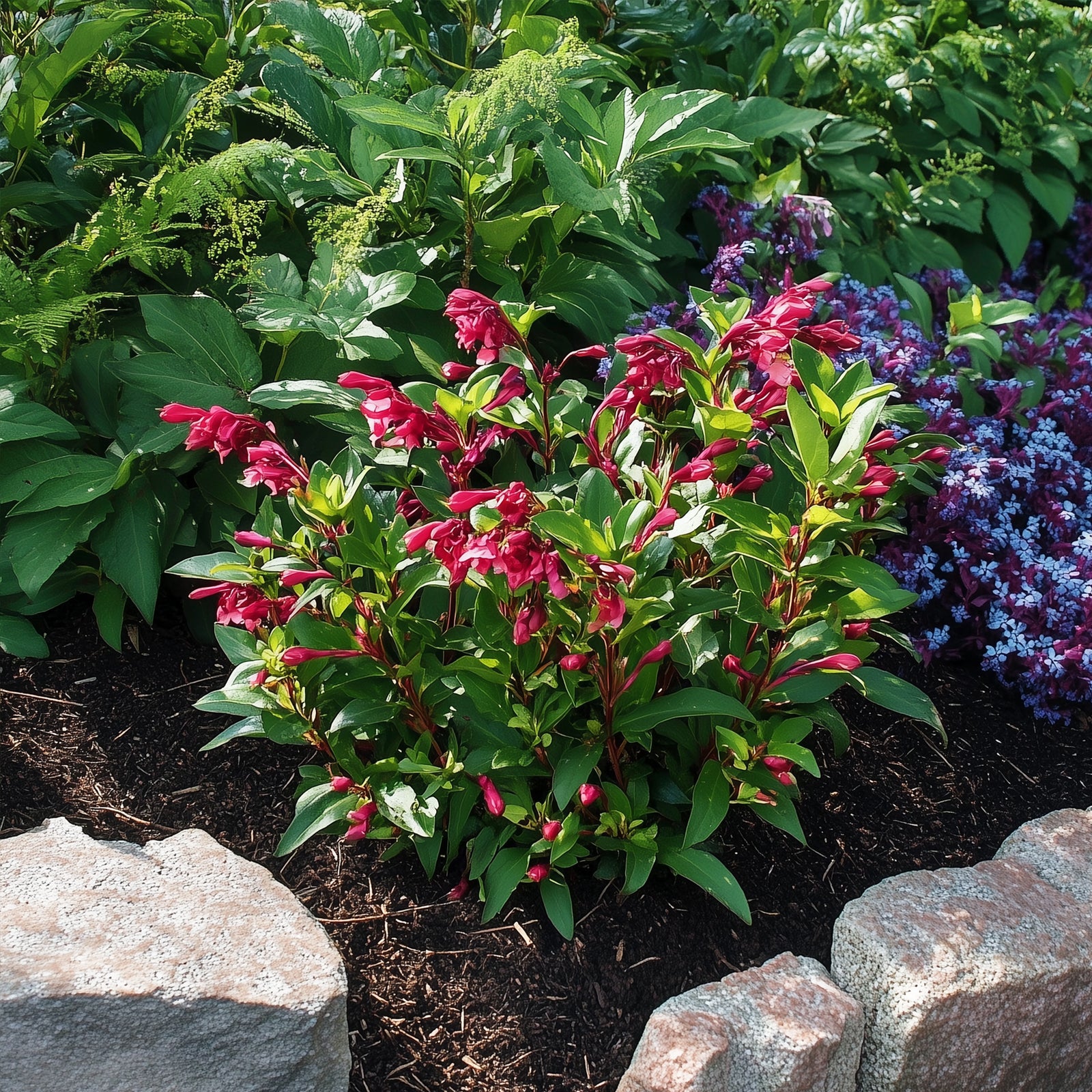 Flowering Shrub - 4 Pcs. - Weigela Florida 'red Prince' - Height 25-40cm - ⌀17cm | Set of 4 | Red