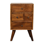 Solid Wood 4 Drawer Multi Chestnut Bedside