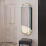 Emi- Gold Metal Runway Oval Mirror | 120cm x 40cm
