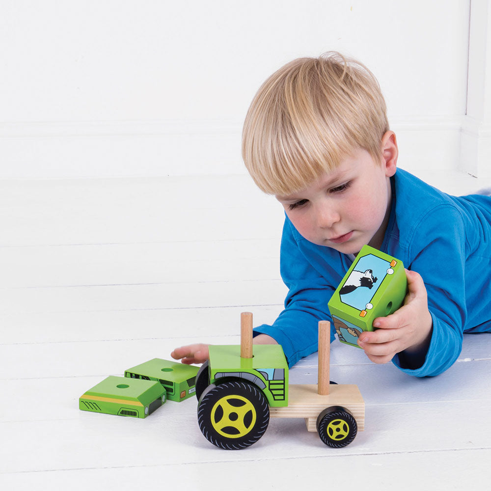 Wooden Stacking Tractor Toy And Puzzle