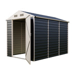 6x8 Ft Heavy-Duty Metal Apex Roof Garden Storage Shed – Durable Steel Frame, 4 Vents & Lockable Door Outdoor Tool House