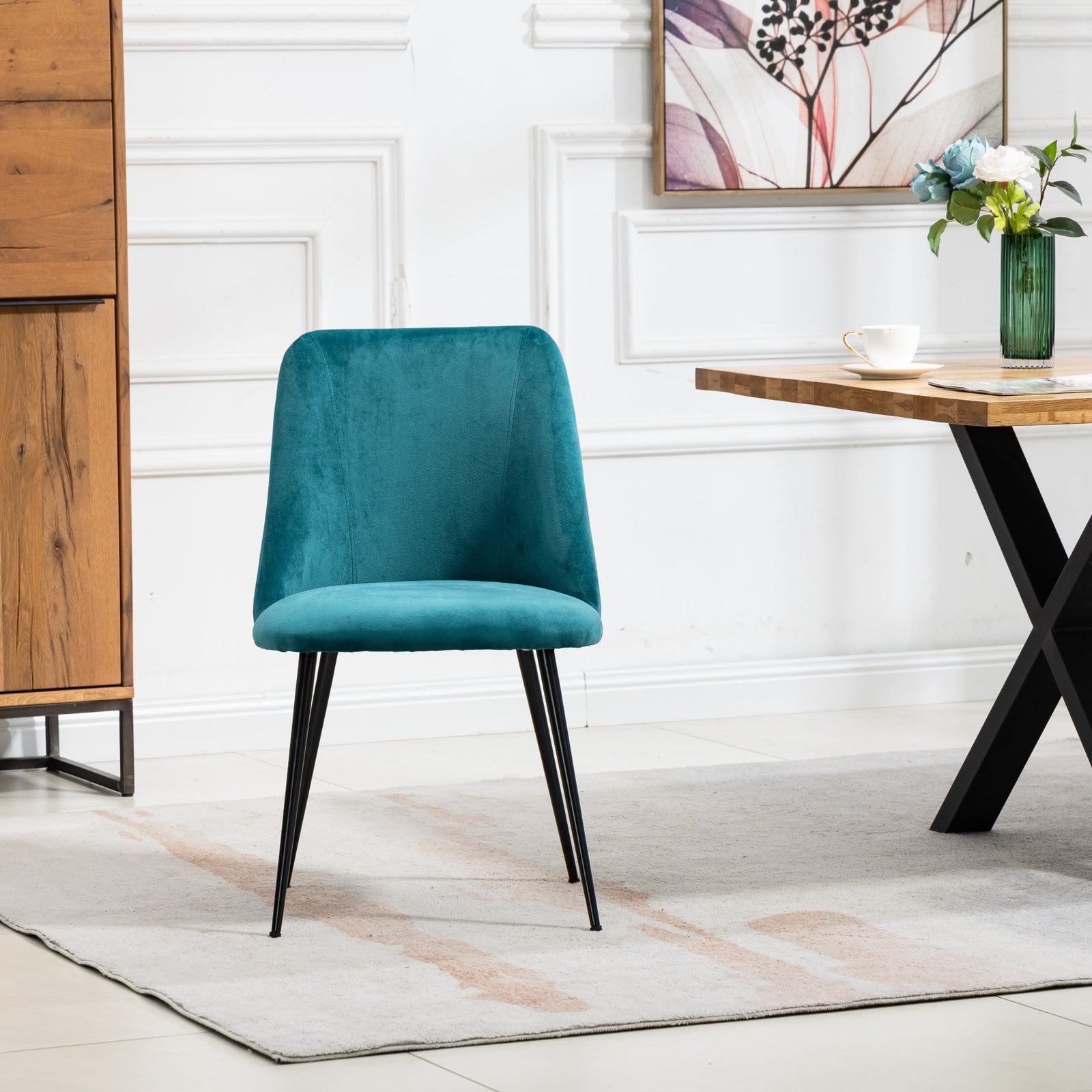 Set Of 2 Morandi Velvet Dining Chairs | Teal