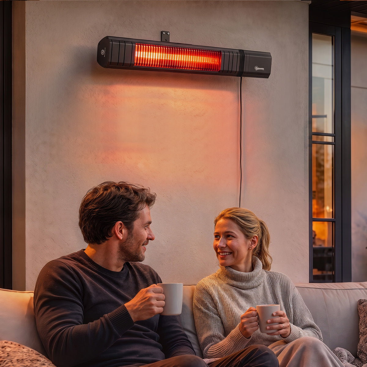 2000 W Electric Infrared Patio Heater, Ip65 Garden Heater, Black