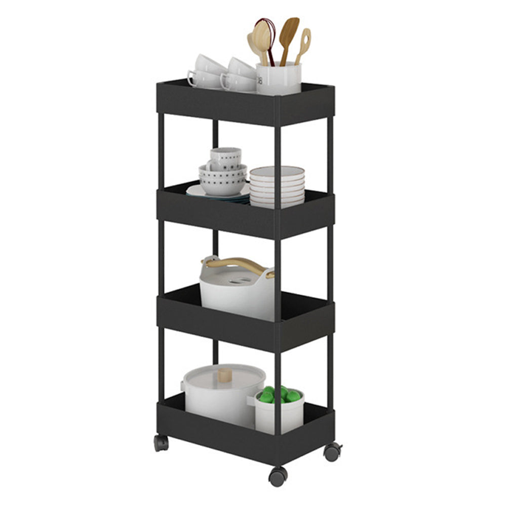 4/5 Tier Rolling Cart Storage Shelf For Kitchen Bathroom Black | Medium | Black
