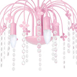 Laura Pink  Pendant Lamp  Beautifully Hand Made Chandelier In Baby Pink With Crystal Droplets