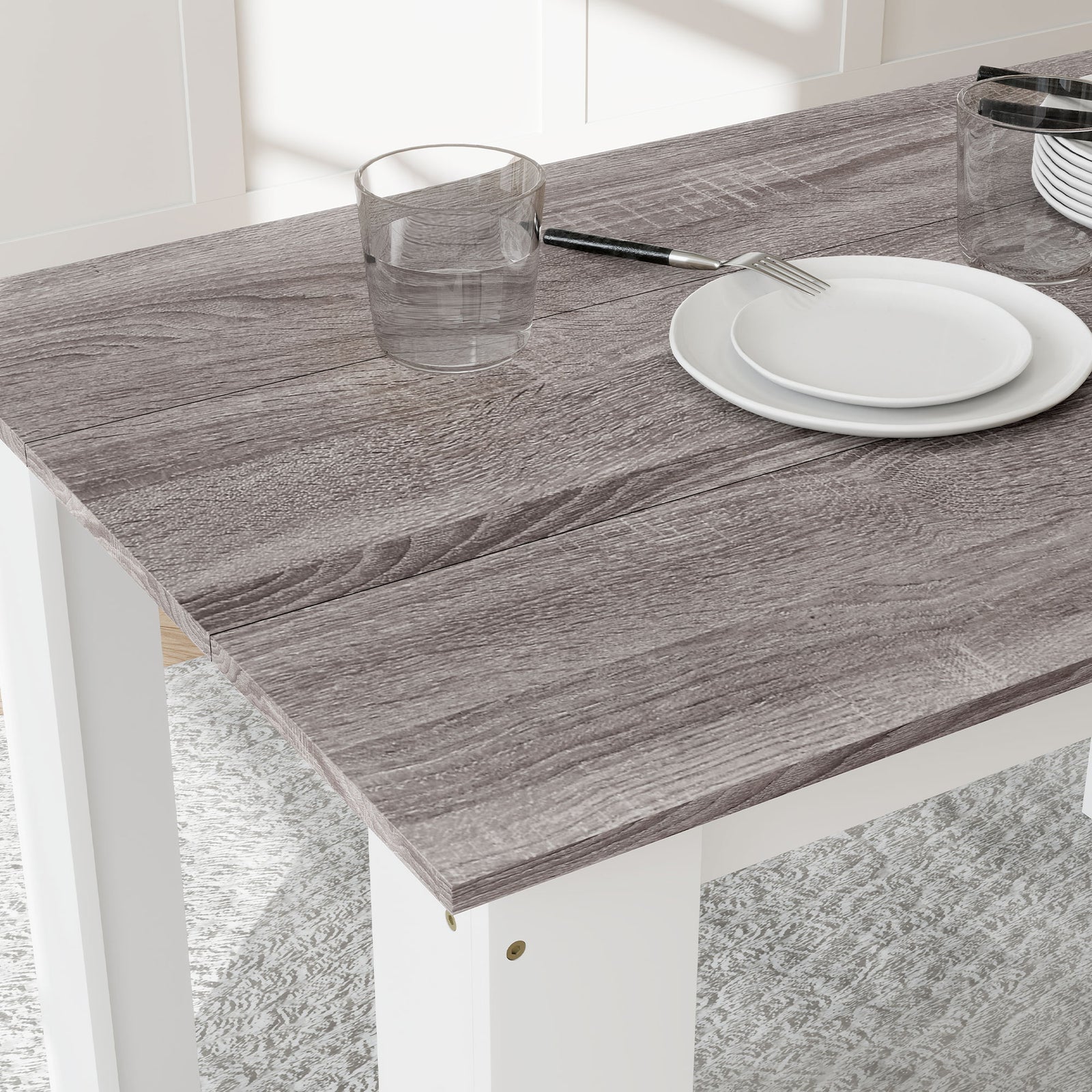 Dining Table For 4-6 People, Wood Effect Tabletop | Grey